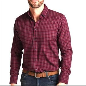 Mizzen+Main Wallace Flannel Red & Blue Plaid Button Down Athletic Trim Cut Shirt
